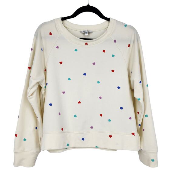 Wildfox Women's Heart Print Long Sleeve Pullover Soft Sweater Size Medium - Picture 1 of 4